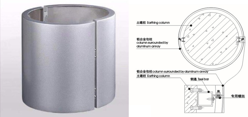 包柱铝单板安装节点图
